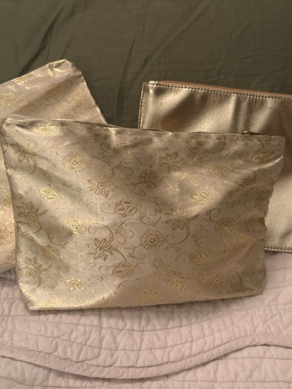 Luxury Gold Floral Accent vintage makeup bags- Unbranded